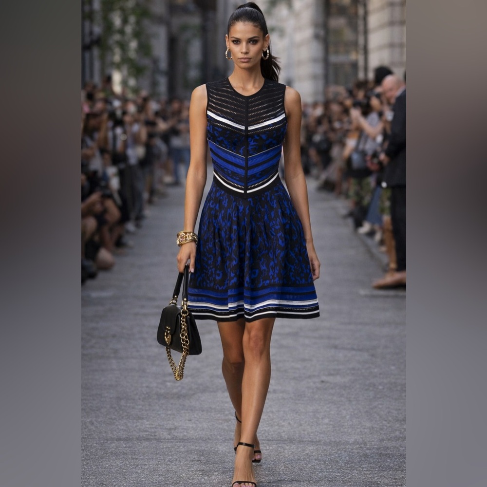 Roberto Cavalli Jacquard Knit Flare Dress – Size IT 40 (Fits Like XS)